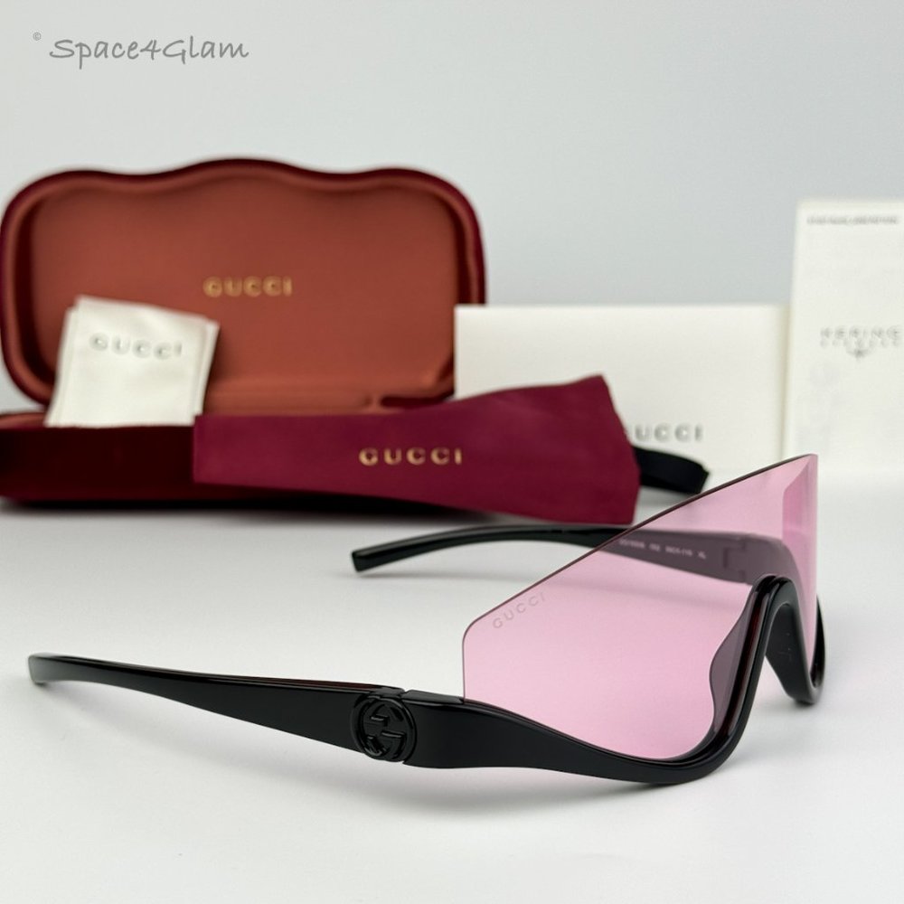 Gucci Women Sunglasses Black Pink Shield Mask GG1650S 002 BRAND NEW - Picture 4 of 12